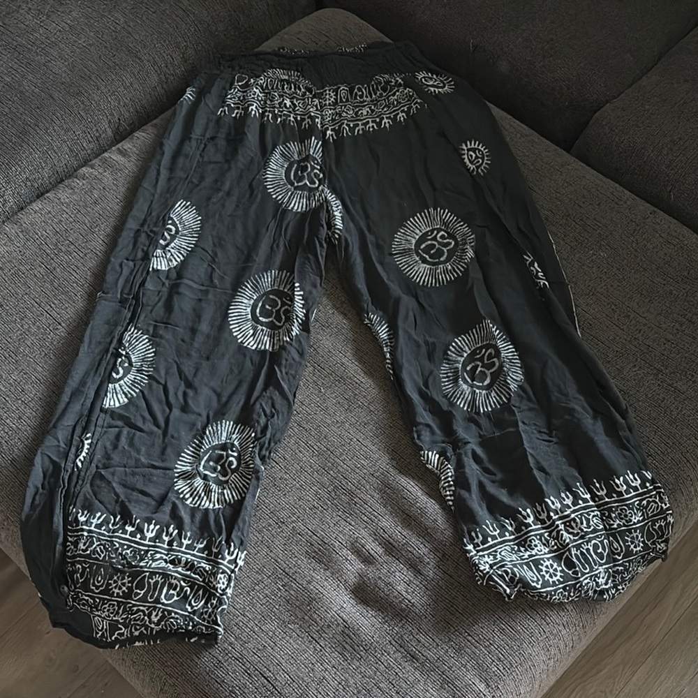 Bohemian Black and White Patterned Pants